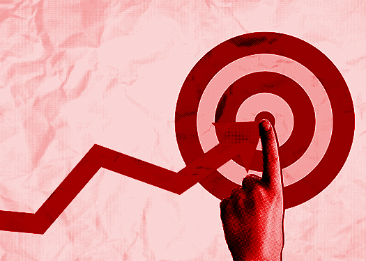 Goal Setting Finger pointing to a red target