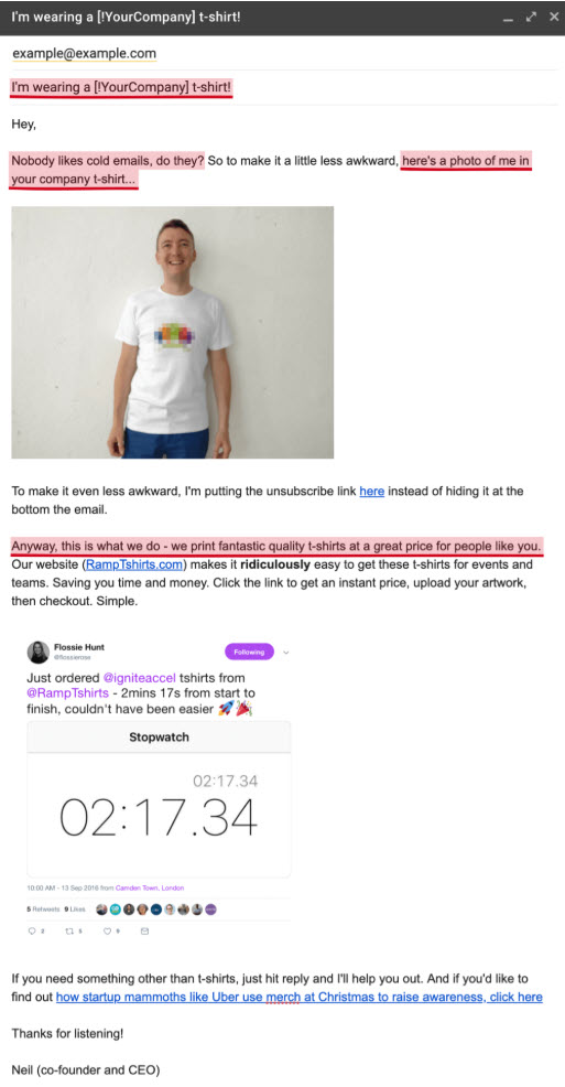 Email Copywriting An email with compelling writing.