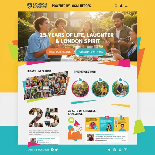 A brightly coloured website celebrating hospice life