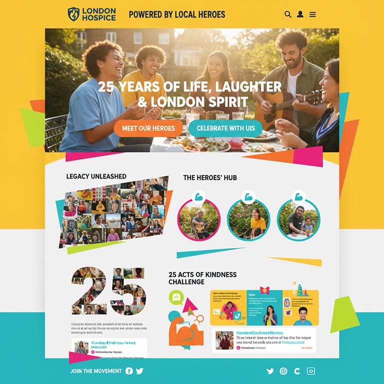 A brightly coloured website celebrating hospice life