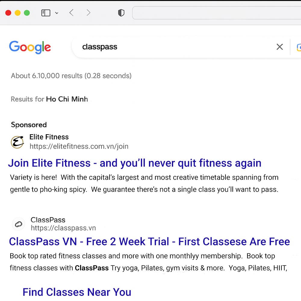 Elite Fitness Google Ads Google Ads SERP