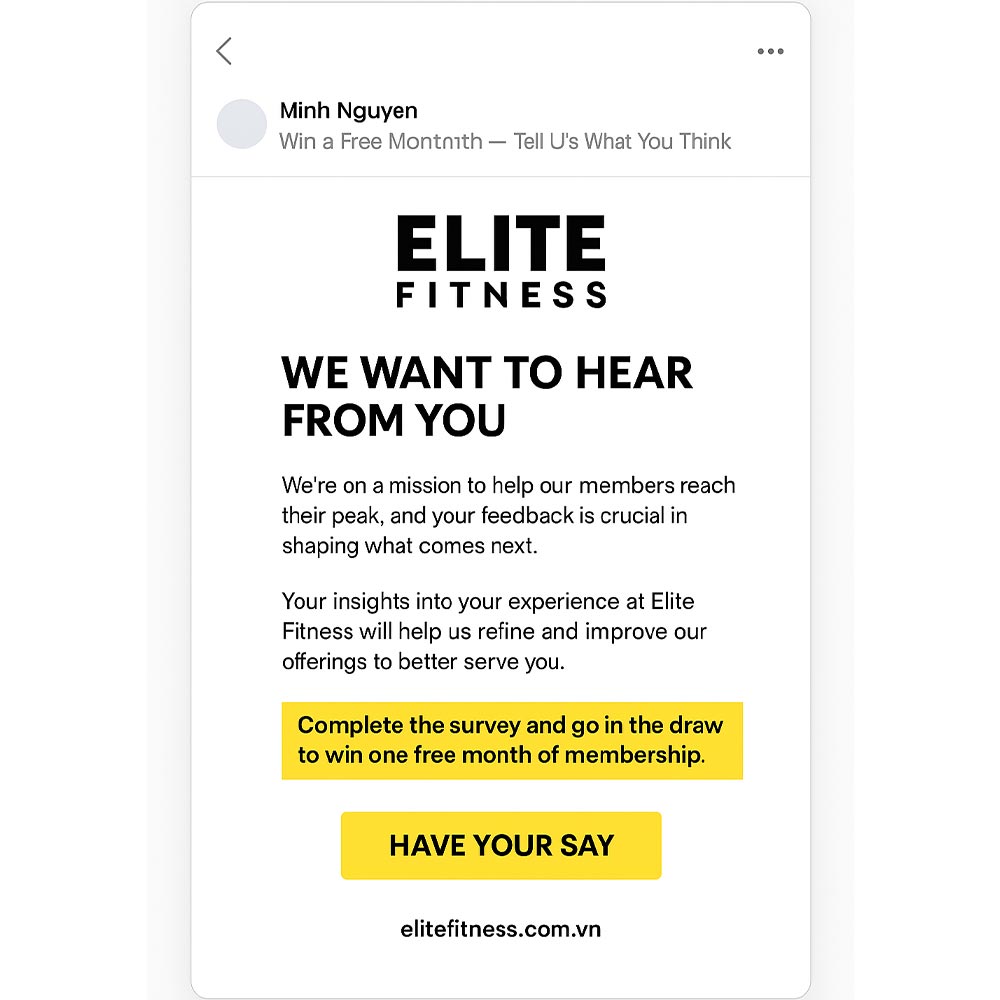 Fitness Elite Survey Customer Survey